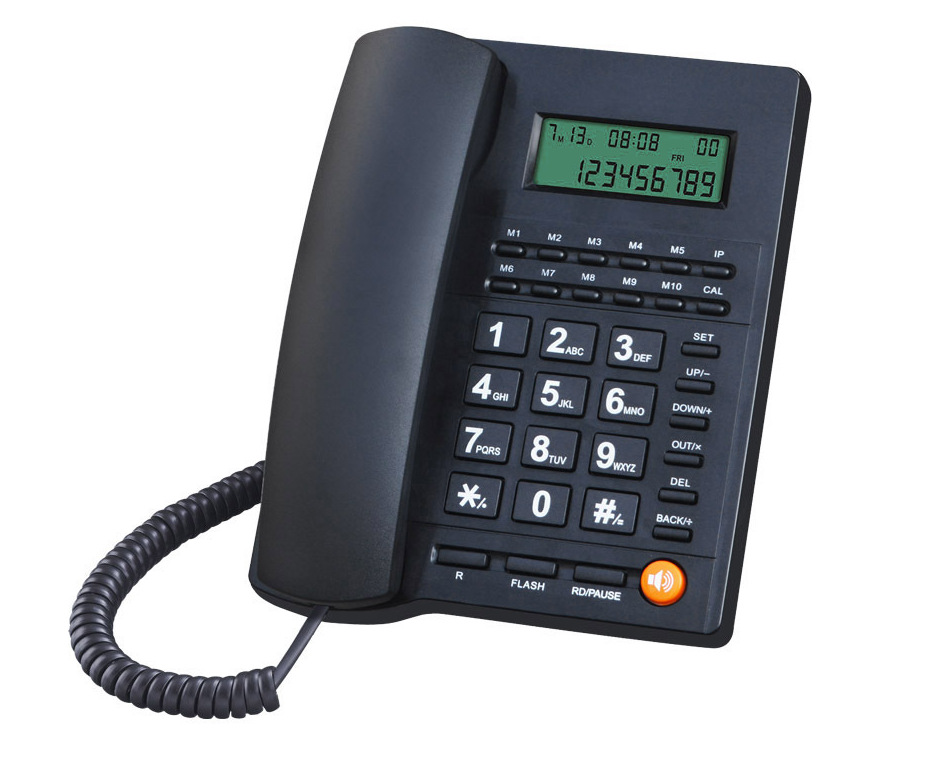 Hotel landline phone with caller ID and battery-free phone